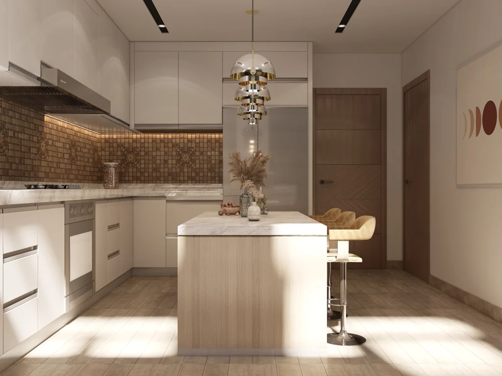 Rendering 3D fotorealistico cucina