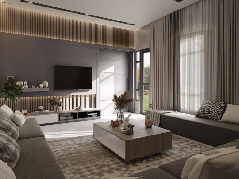 Rendering 3D fotorealistico salotto